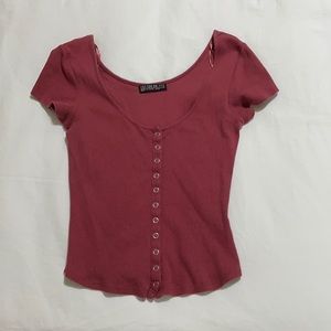 Front button short sleeve top